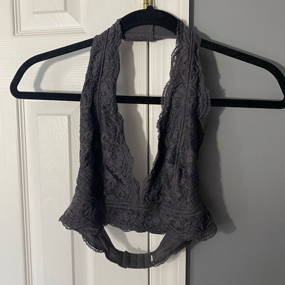 aerie Other - Aerie Grey Lace Halter Bralette